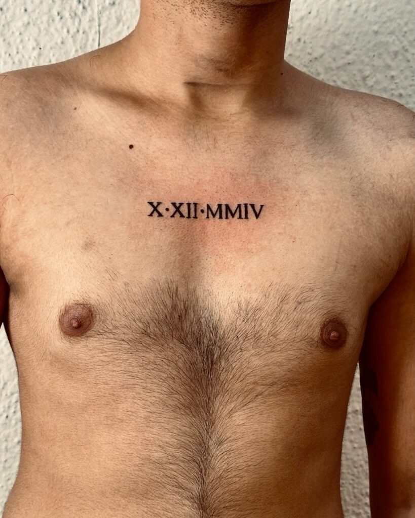 Angel Wings Name and Roman Numeral Tattoo Tattoo Design