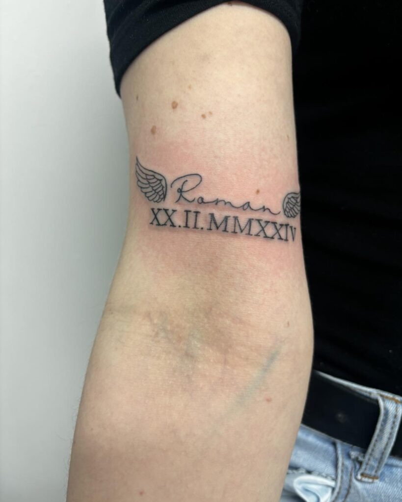 Bold Vertical Birthdate Tattoo Tattoo Design