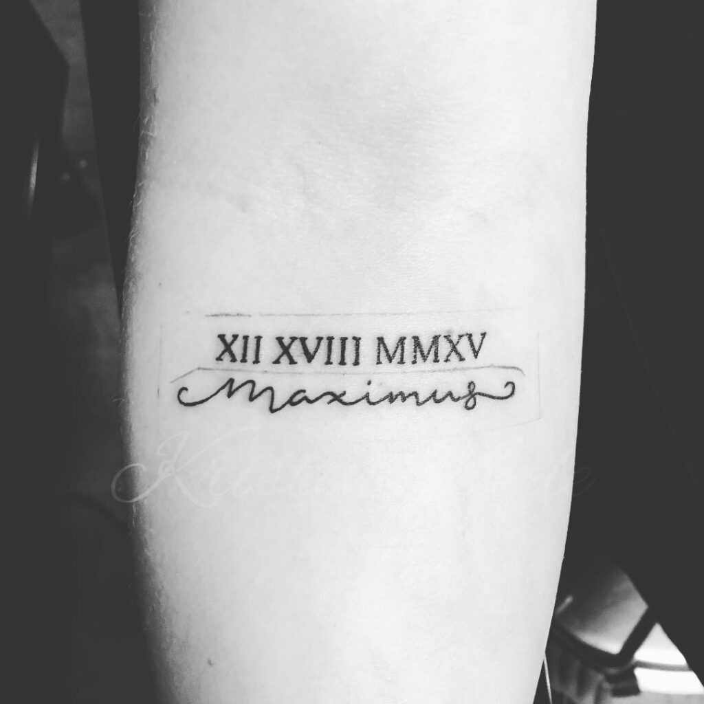 Matching Roman Numeral Kids' Birthdates Tattoo Tattoo Design