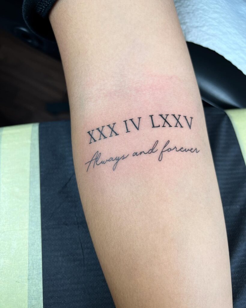 Memorial Rose with Birth Year Tattoo Design