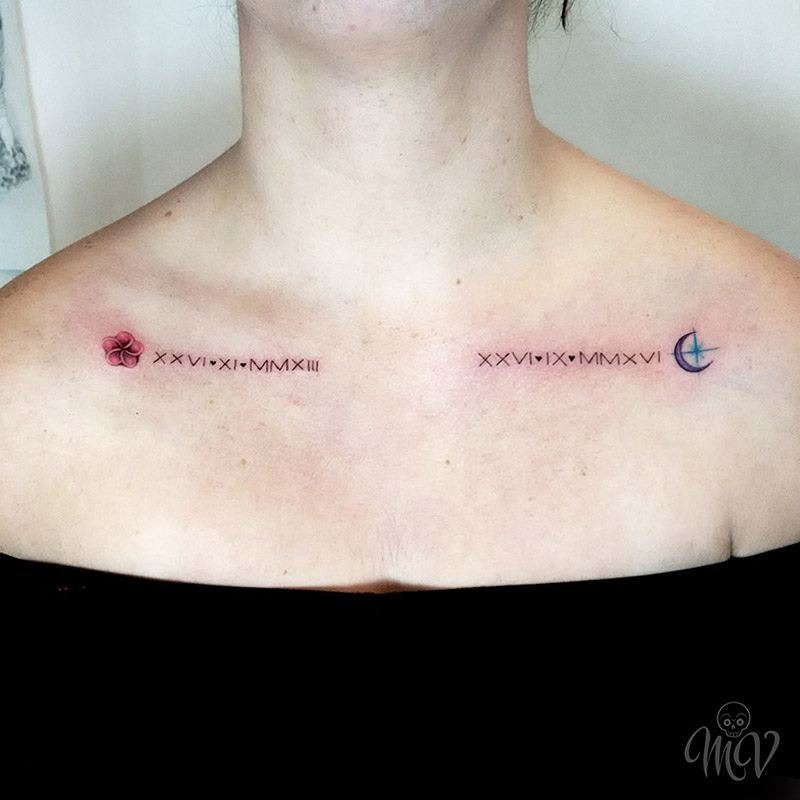 Roman Numeral Date with Loving Message Tattoo Tattoo Design