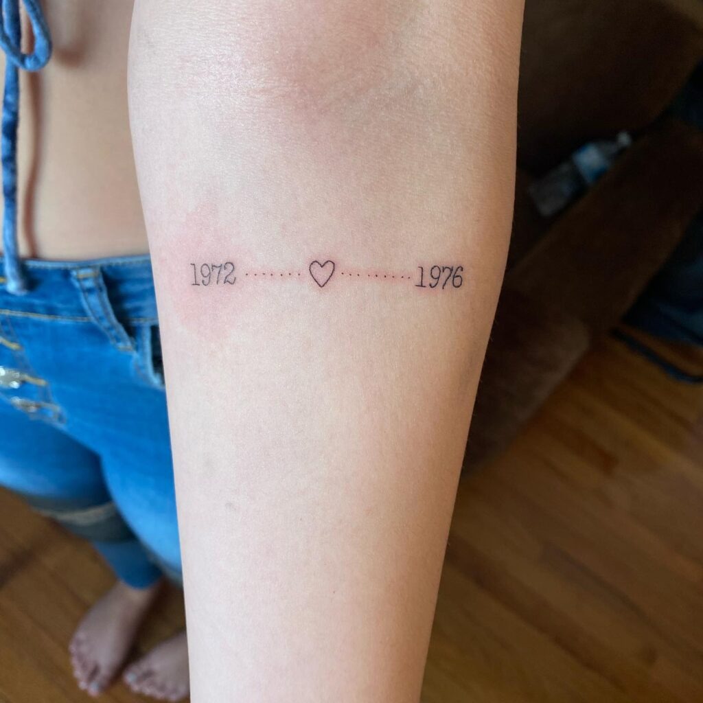 Three Special Dates with Heart Tattoo Tattoo Design