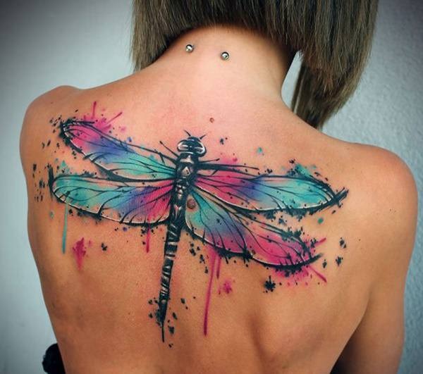 Black Shaded Pendulum-Styled Dragonfly Tattoo Design Tattoo Design