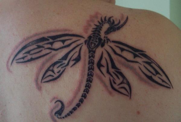 Fireball Long-Tail Realistic Dragonfly Tattoos Design Tattoo Design