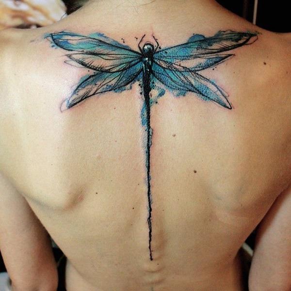 Flowery Blue Shaded Dragonfly Tattoo Design Tattoo Design