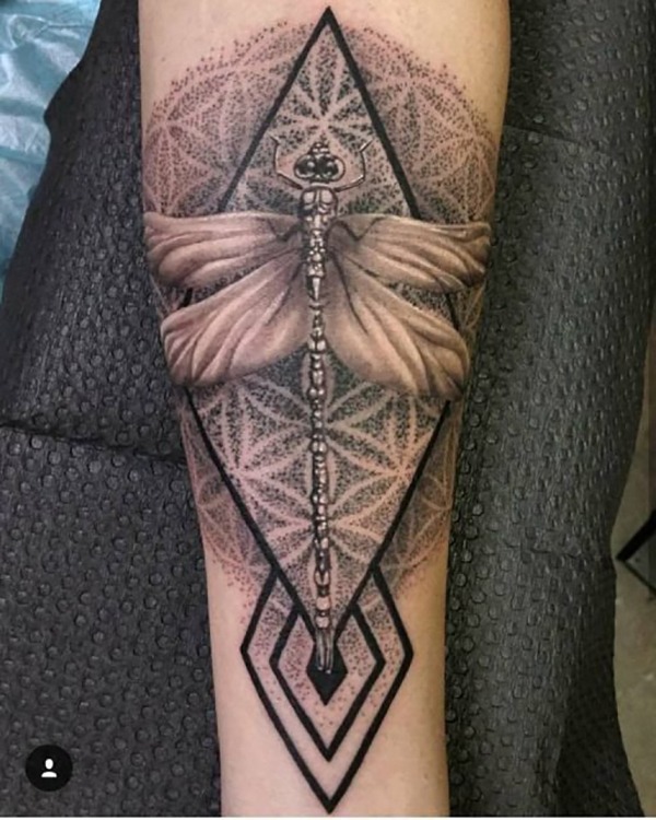 Free-Flowing Semi Geometric Dragonfly Tattoo Design Tattoo Design