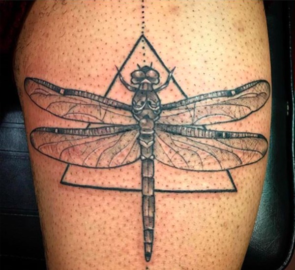Half-Triangle Half Dragonfly Tattoo Design Tattoo Design