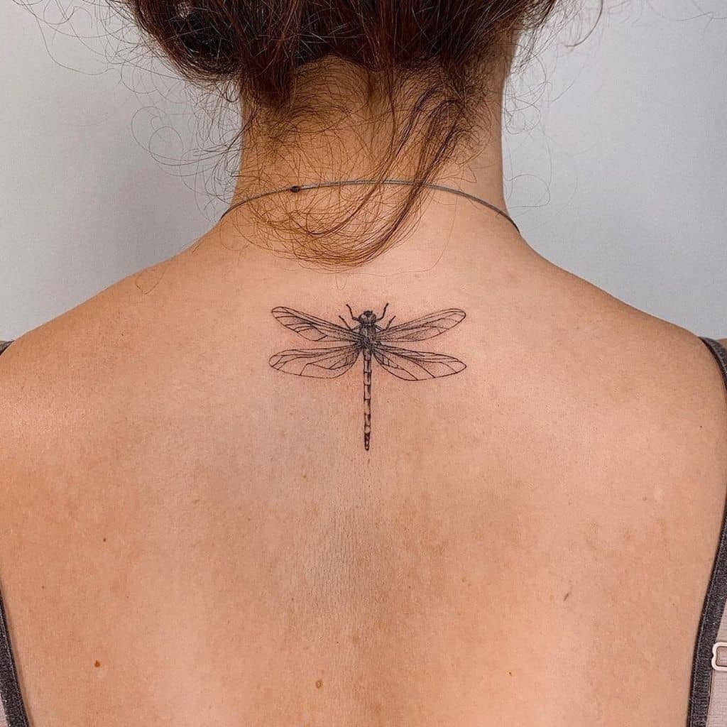Pink and Blue Shaded Dragonfly Tattoo Idea Tattoo Design