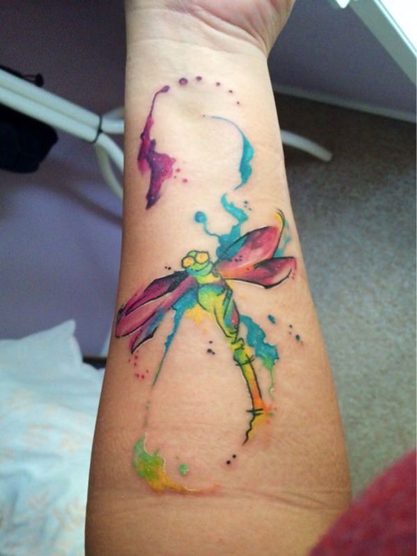 Pink and Purple Shaded Dragonfly Tattoo Design Tattoo Design
