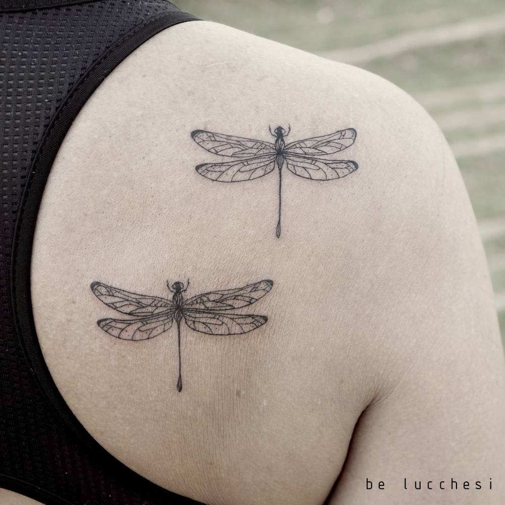 Pink and Yellow Dragonfly Tattoo Design Tattoo Design