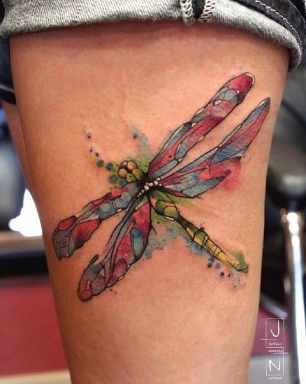 Simple Blue-Shade Dragonfly Tattoo Design Tattoo Design