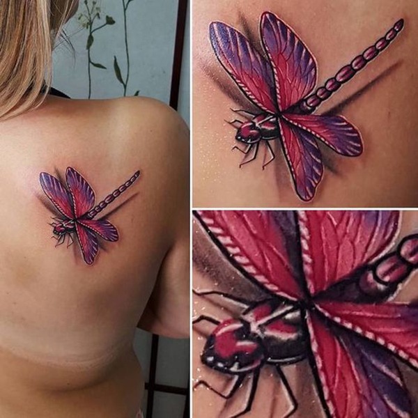Small-Sized Bluish-Green Dragonfly Tattoo Design Tattoo Design
