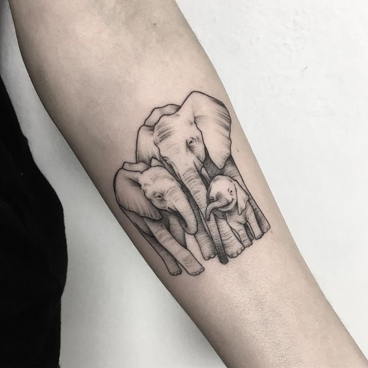 Abstract Sketch Elephant Upper Arm Tattoo Tattoo Design