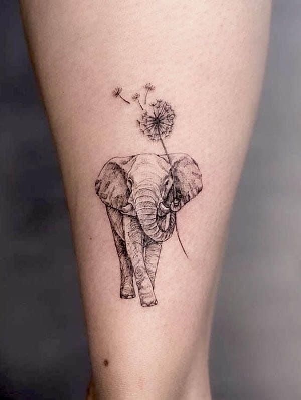 Elephant Rose and Clock Tattoo Tattoo Design