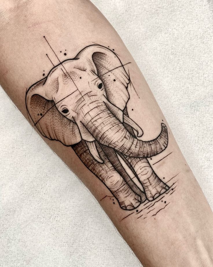Fine Line Elephant Forearm Tattoo Tattoo Design