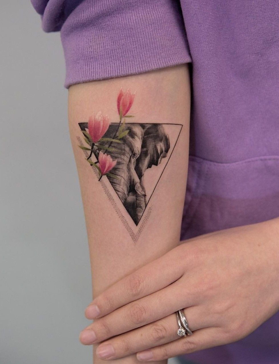 Floral Geometric Elephant Tattoo Tattoo Design