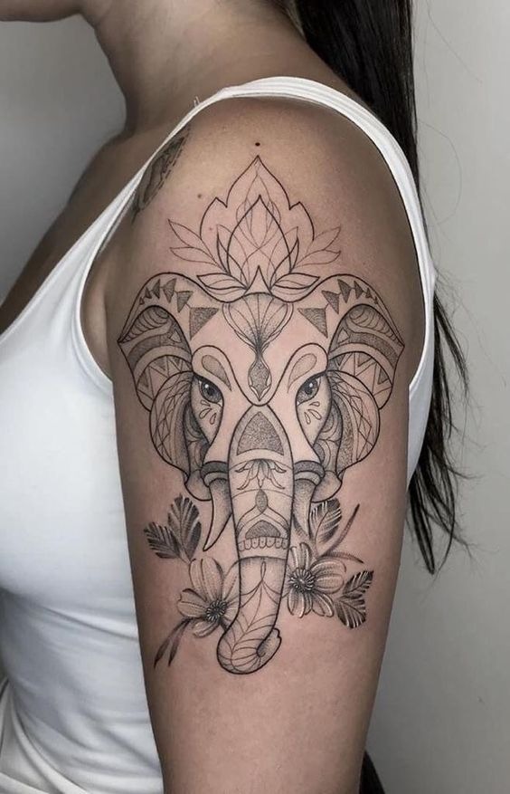 Tiny Elephant With Dandelion Tattoo Tattoo Design