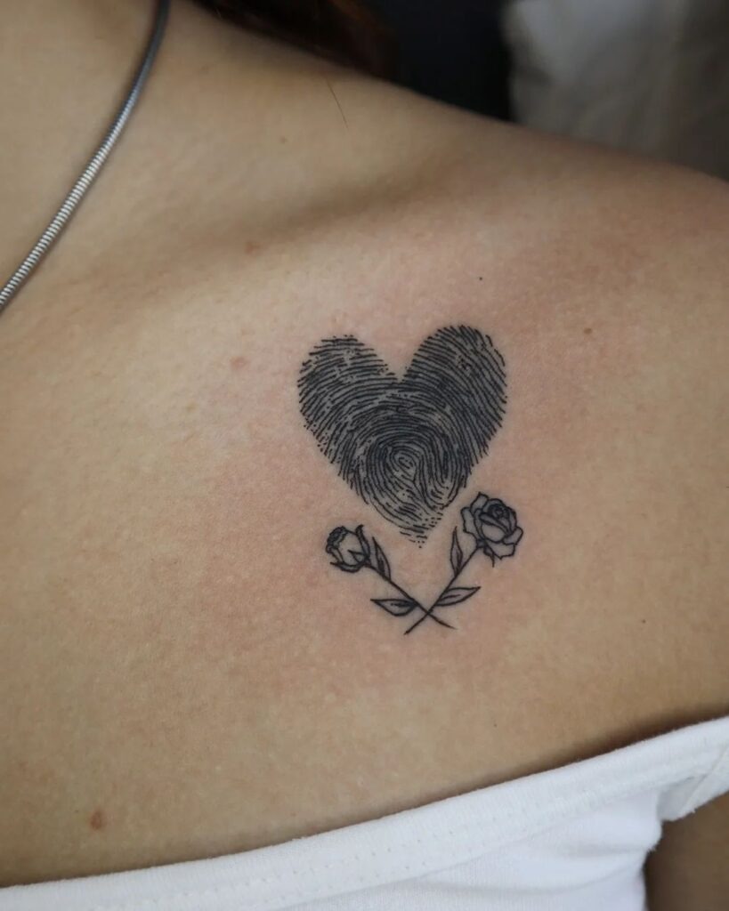 Couple’s Interlocking Fingerprint Heart Tattoo Tattoo Design