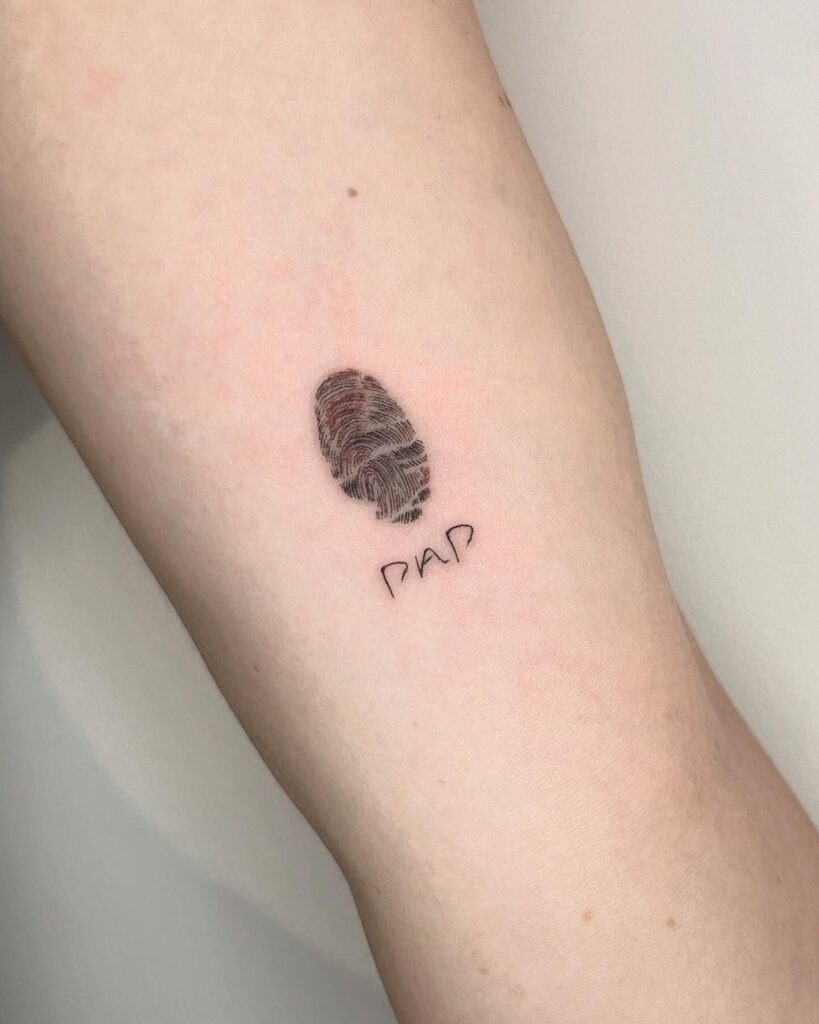 Double Heart Fingerprint with Minimalist EKG Line Tattoo Design