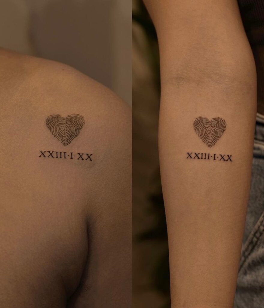 Fineline Fingerprint Heart Tattoo Tattoo Design