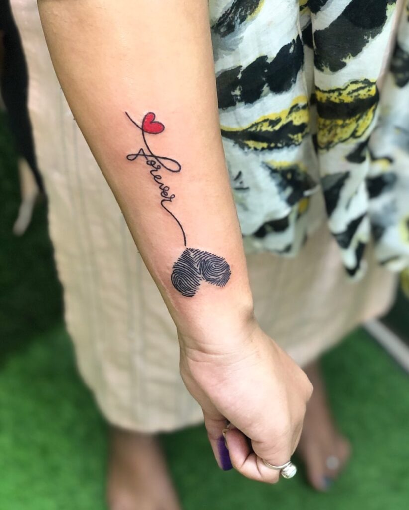 Fingerprint Heart with 11:11 Tattoo Design