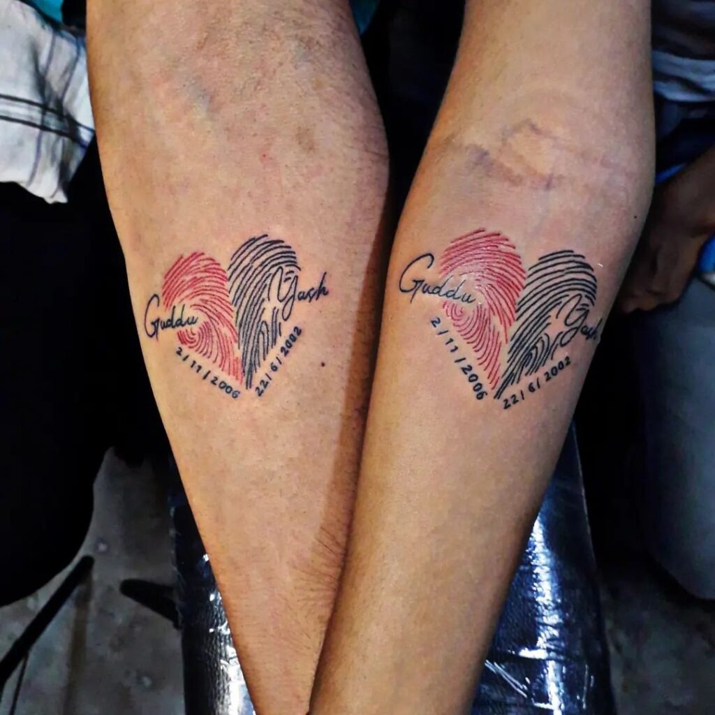 Paper Boat & Fingerprint Balloon Tattoo with Coordinates Tattoo Design