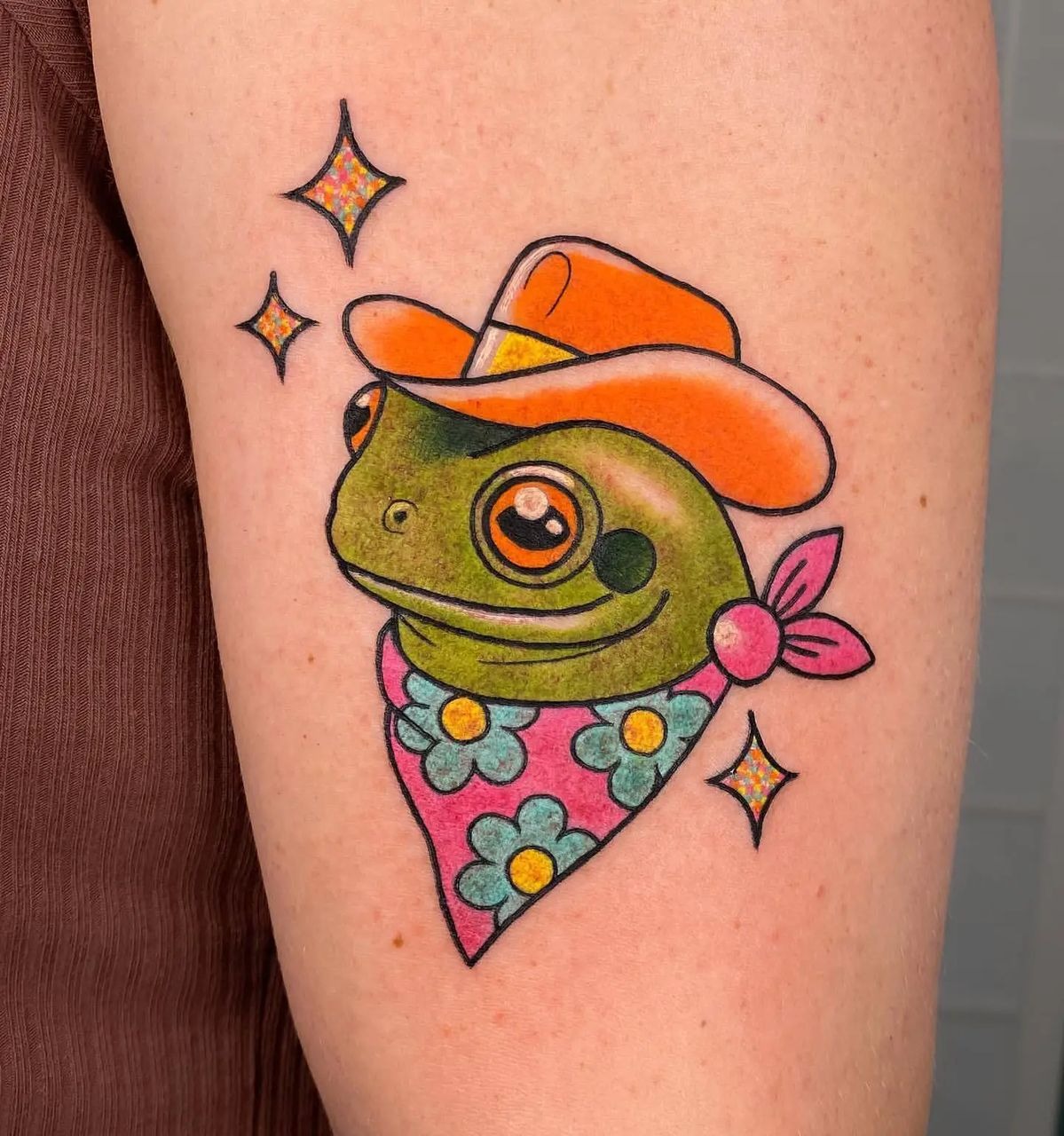 Colorful Cowboy Frog Tattoo Tattoo Design