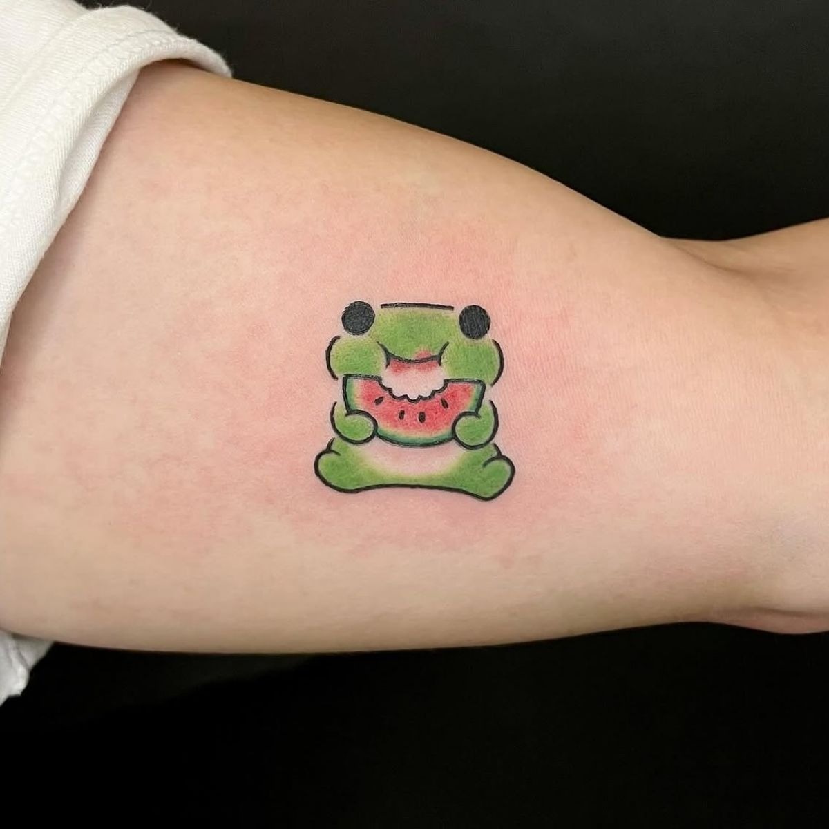 Cute Cartoon Frog Hugging a Bear Tattoo Tattoo Design