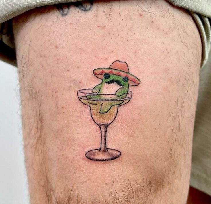Frog in a Margarita Glass Tattoo Tattoo Design