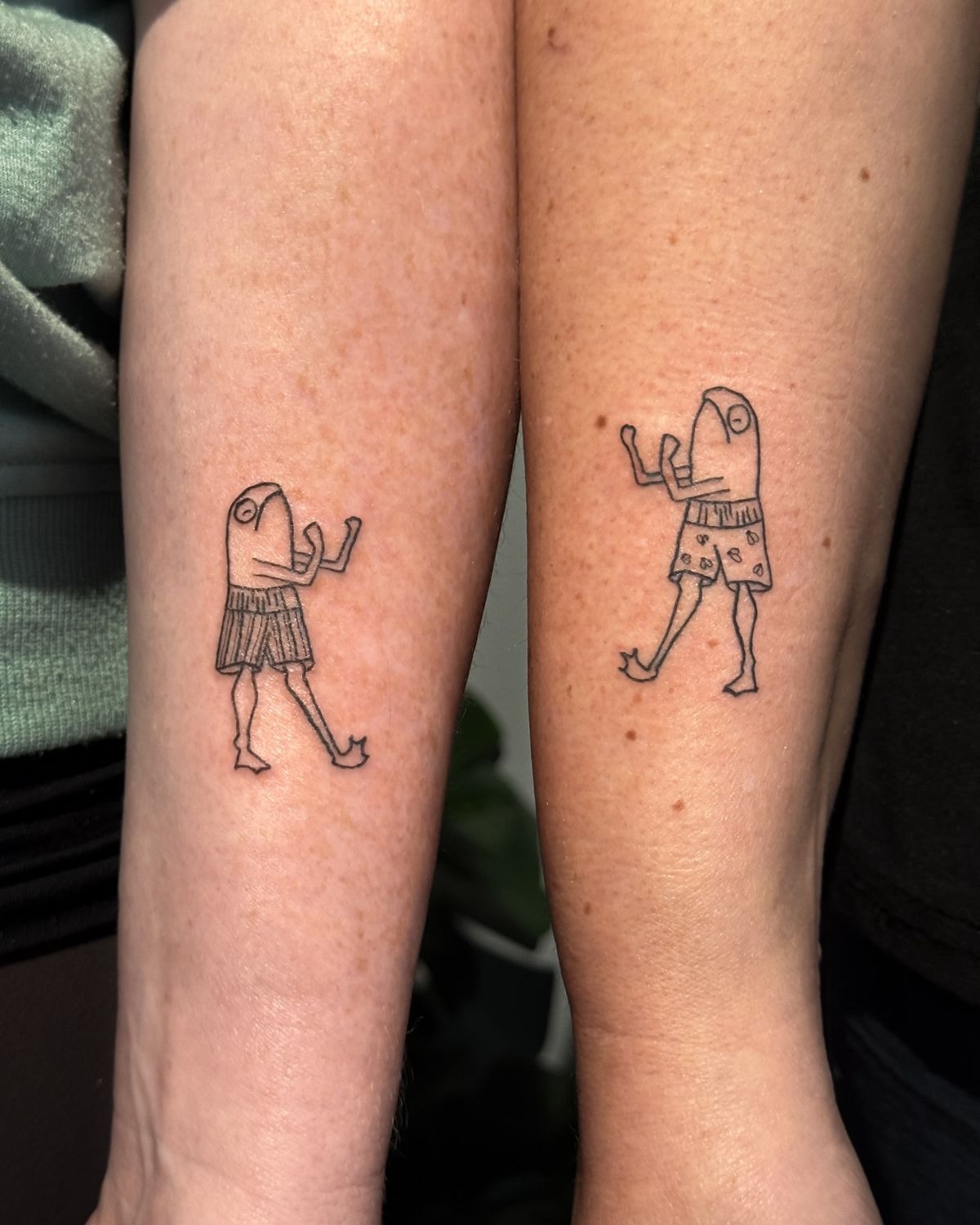 Matching Dancing Frog Line Tattoos Tattoo Design