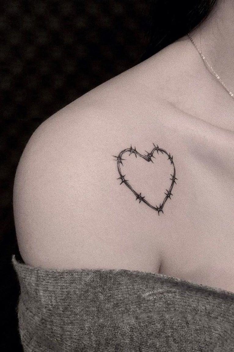 Barbed Minimalist Heart Tattoo Tattoo Design