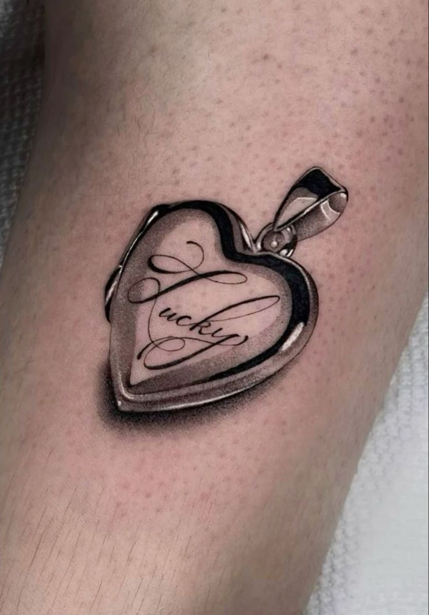 Chrome Lucky Heart Charm Tattoo Tattoo Design