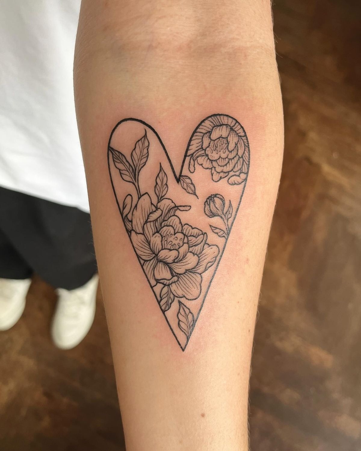 Fine Line Floral Heart Tattoo Tattoo Design