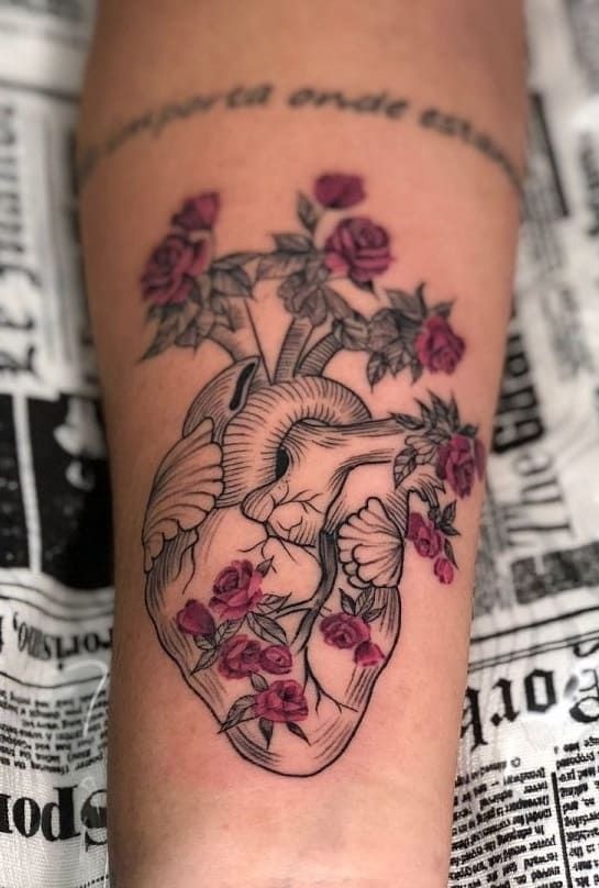 Floral Human Heart Tattoo Tattoo Design