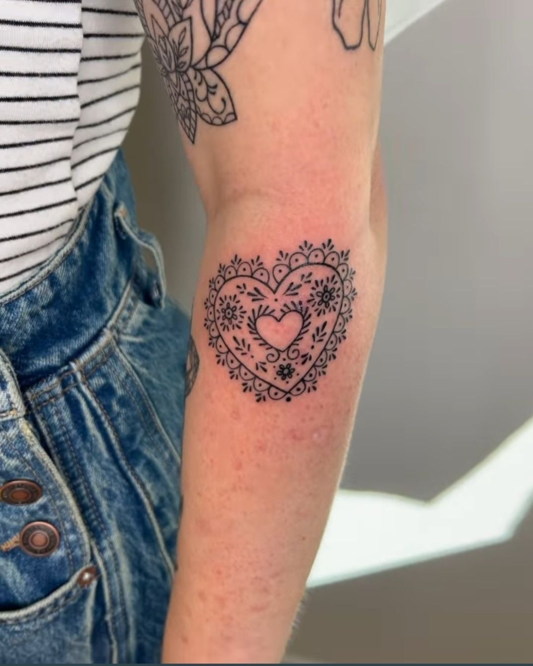 Folk-Inspired Heart Tattoo Tattoo Design