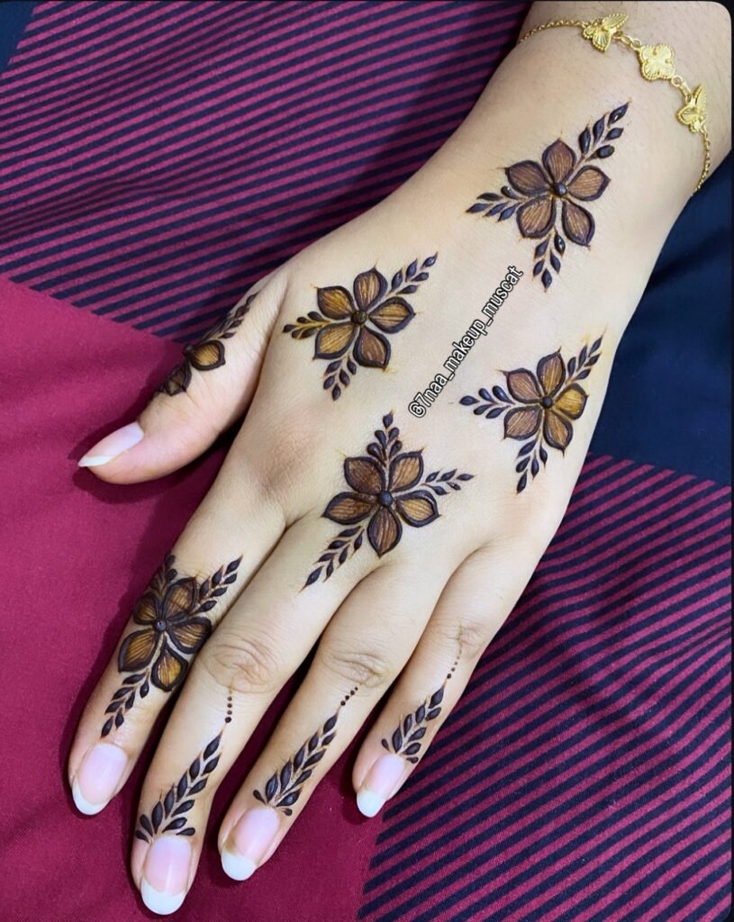 Bold Floral Cluster Henna Design Tattoo Design