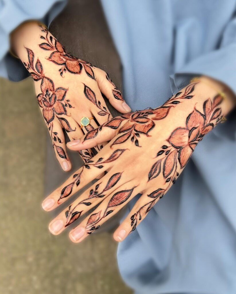 Bold Floral Vine Henna Design Tattoo Design