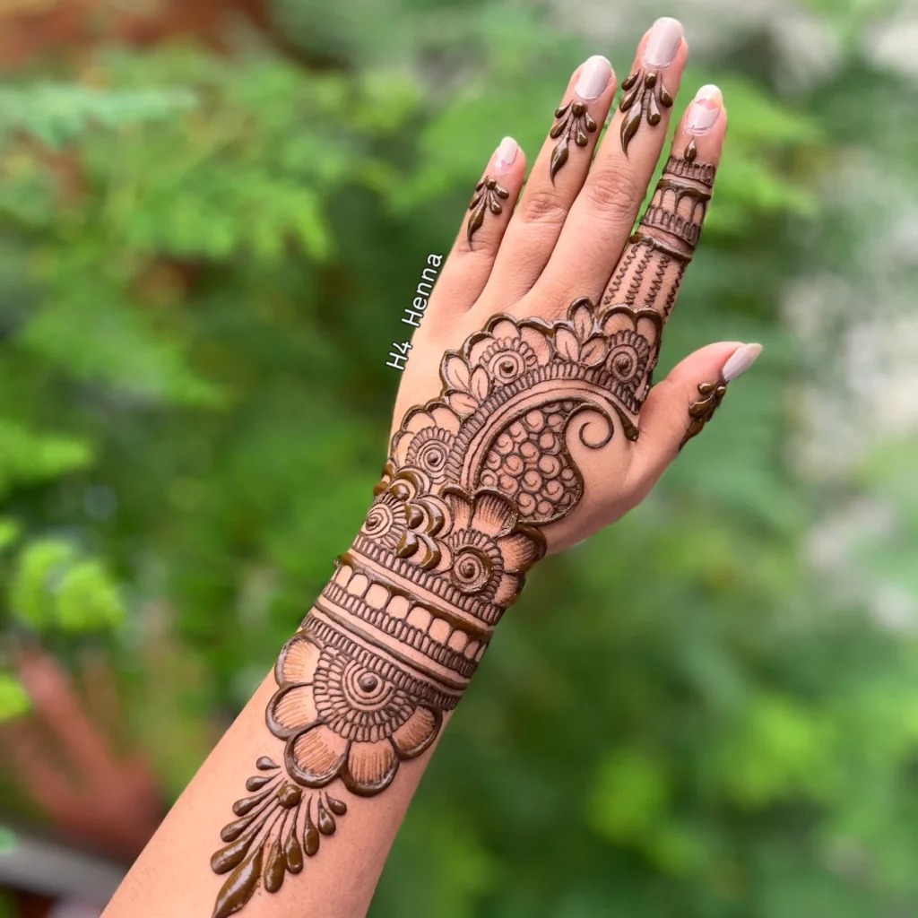 Bold Paisley and Floral Henna Design Tattoo Design