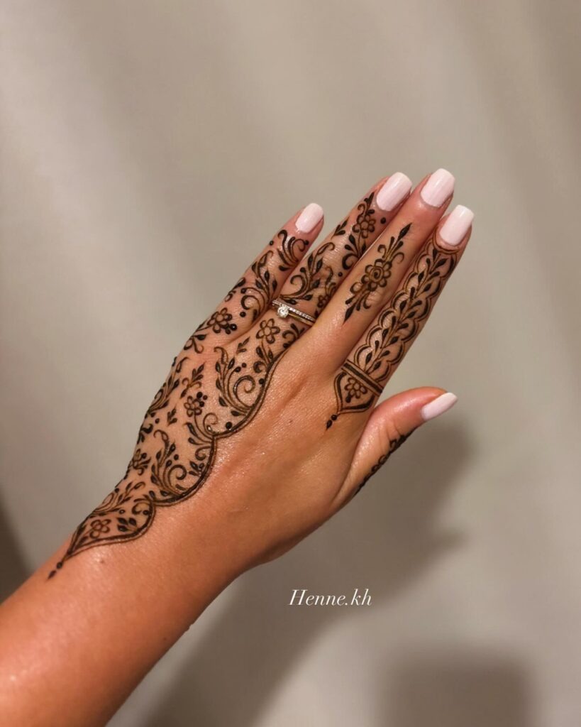 Delicate Floral Vine Henna Design Tattoo Design