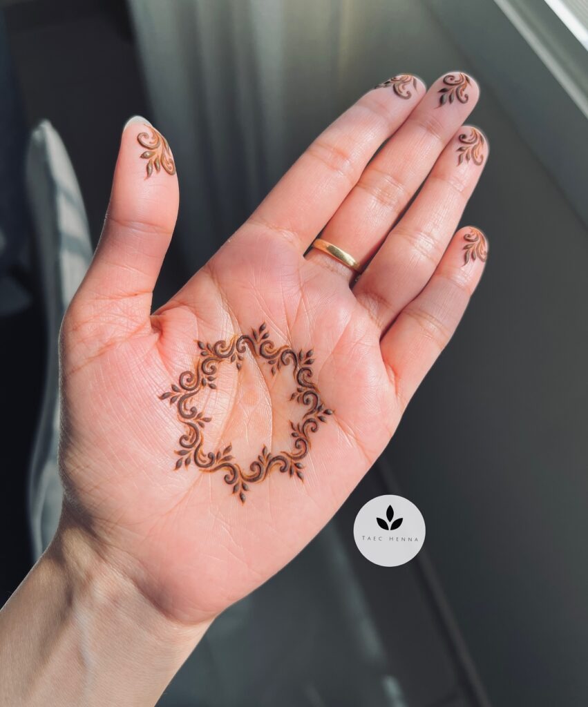 Elegant Palm Frame Henna Tattoo Design