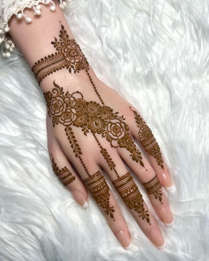 Elegant Rose Chain Henna Design Tattoo Design