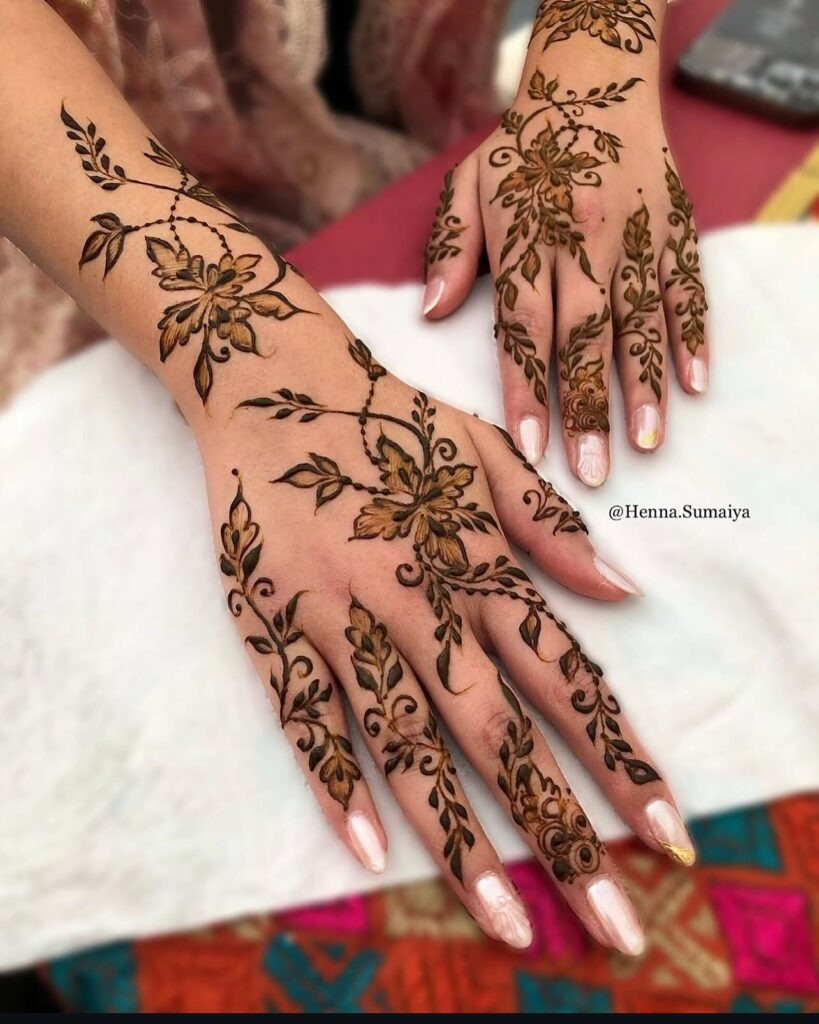 Flowing Floral Vine Henna Design Tattoo Design