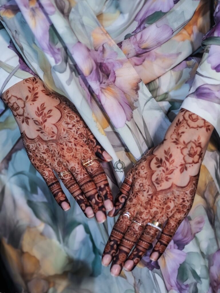 Full Hand Floral and Cuff Henna Design Tattoo Design