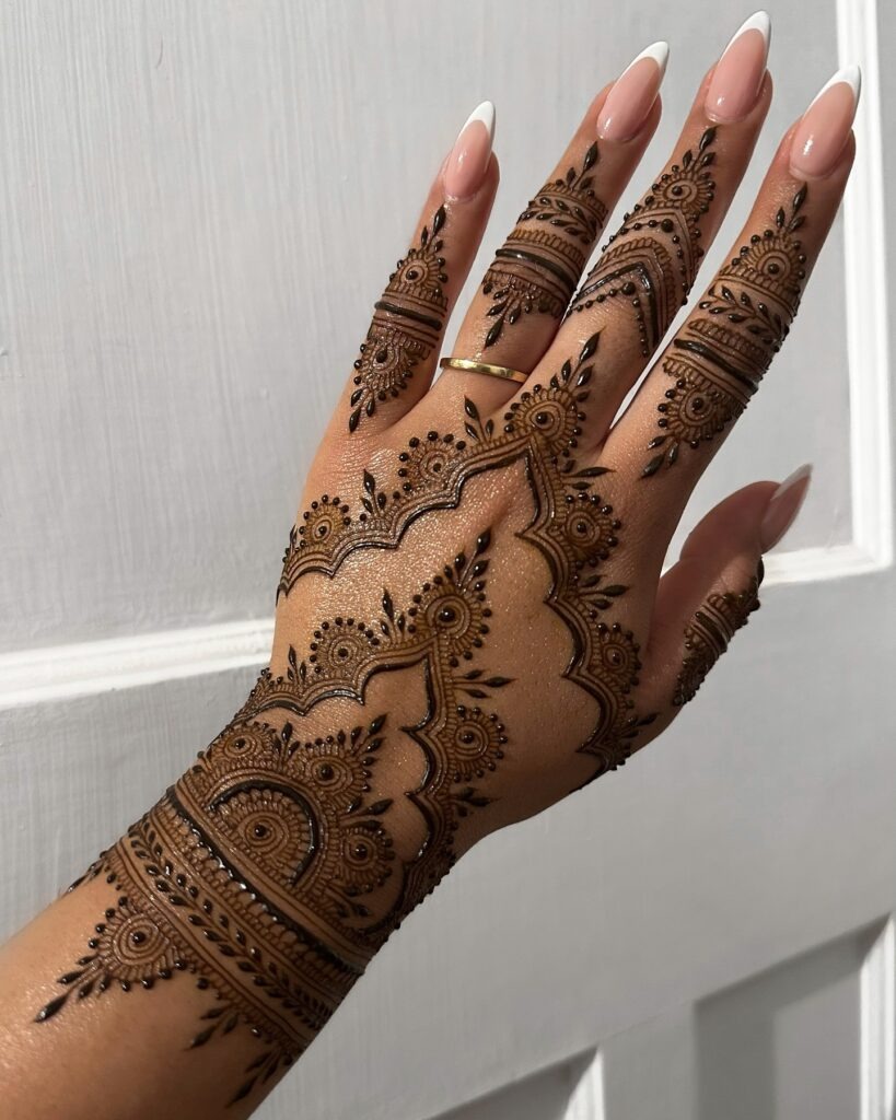Intricate Floral and Geometric Henna Design Tattoo Design