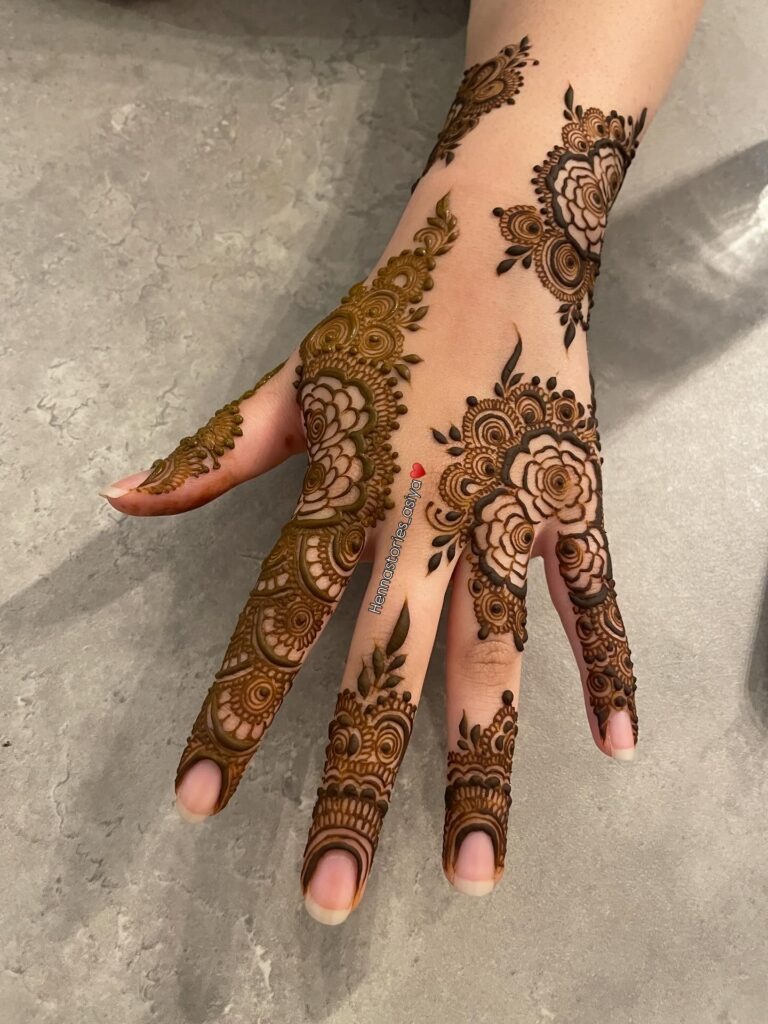 Intricate Floral and Lace Henna Design Tattoo Design
