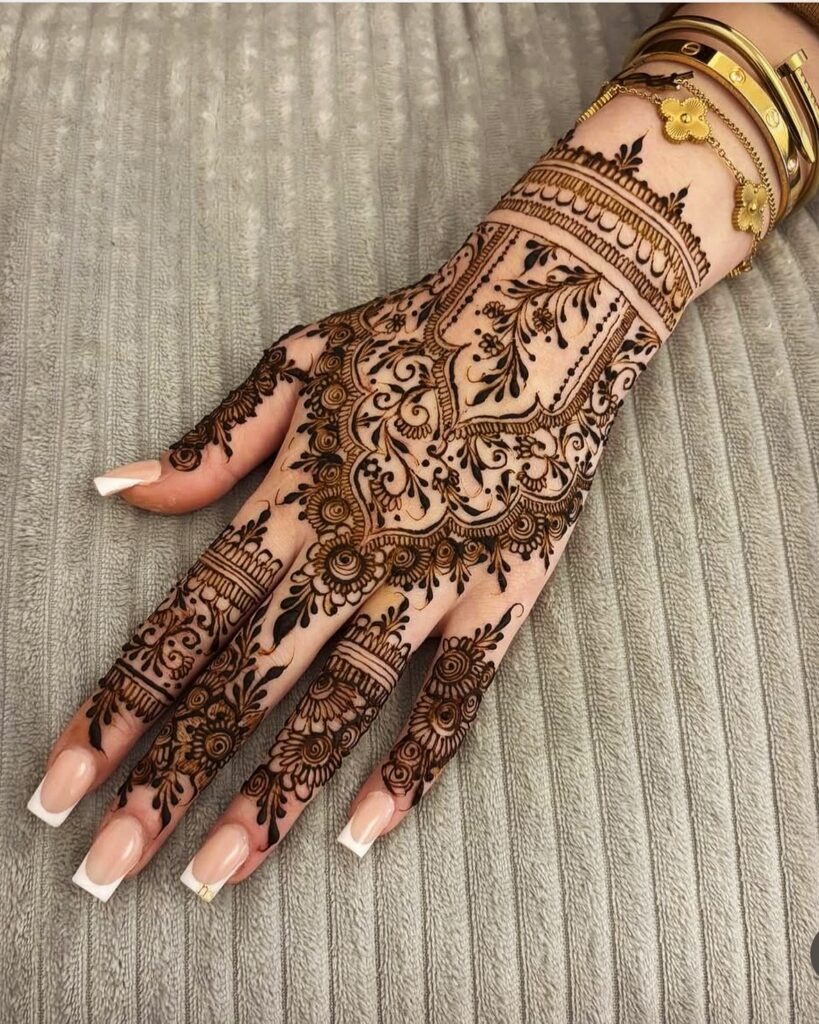 Intricate Lace-Inspired Henna Design Tattoo Design