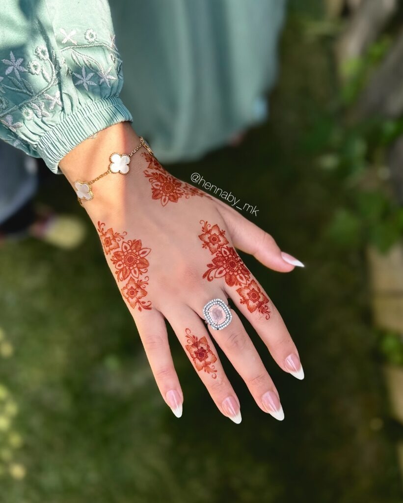 Minimal Floral Mehndi Charm Tattoo Design