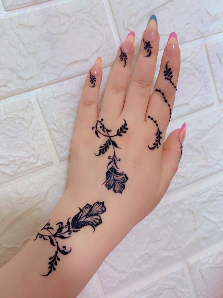 Minimal Floral Trail Henna Design Tattoo Design