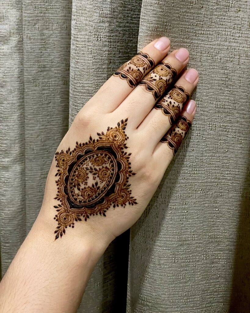 Ornamental Backhand Henna Design Tattoo Design