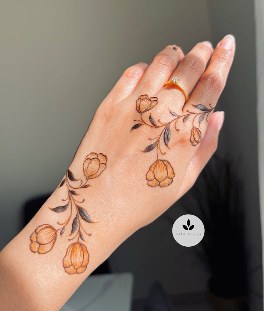 Soft Floral Blossom Henna Design Tattoo Design